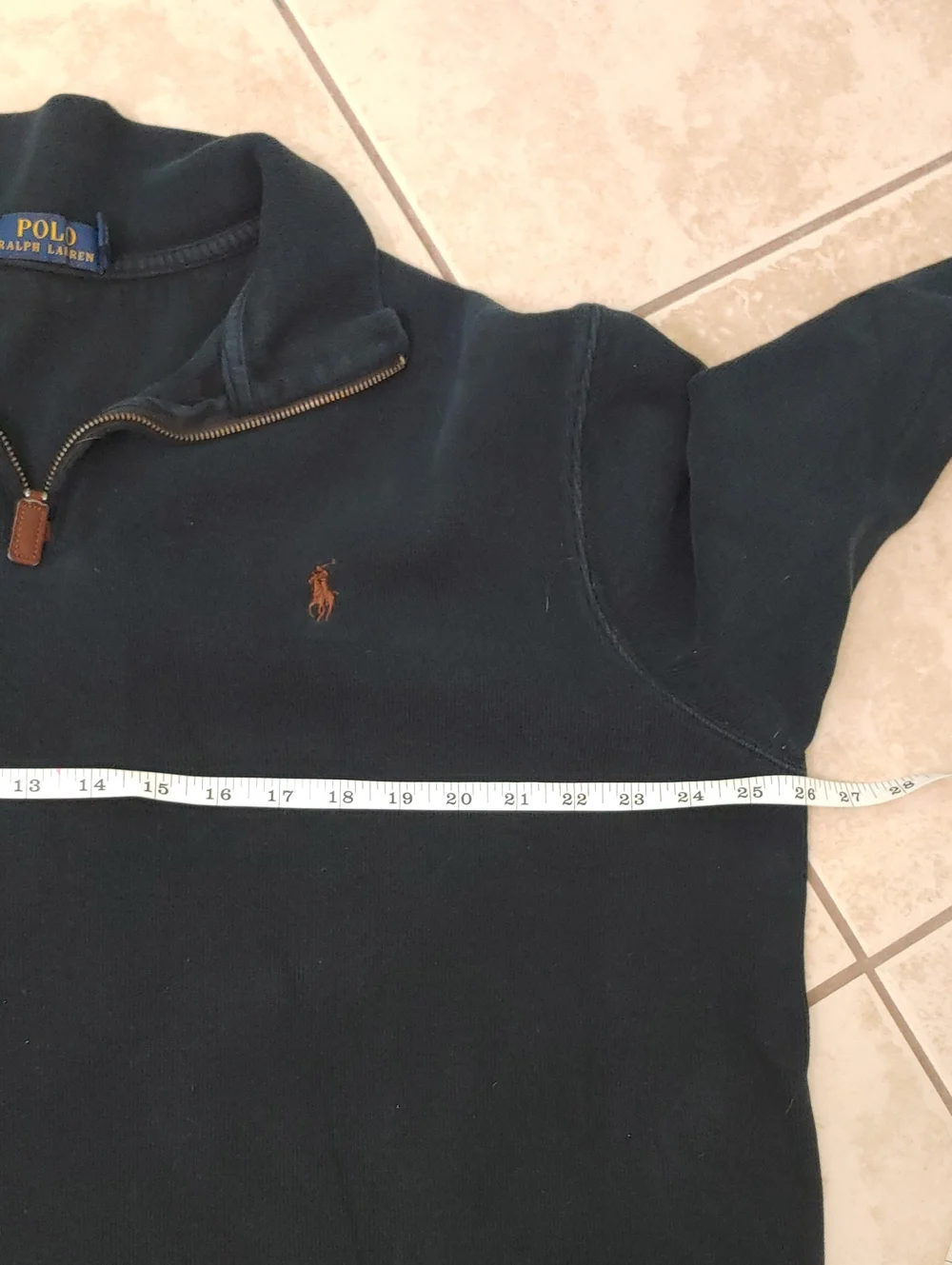 Polo Ralph Lauren Quarter Zip Sweater Men's Black Ribbed Knit Pullover Size XL